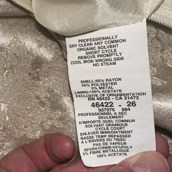 Jessica McClintock Girls • Vintage Ivory Floral Jacquard Sleeveless Size 14 - Picture 5 of 10